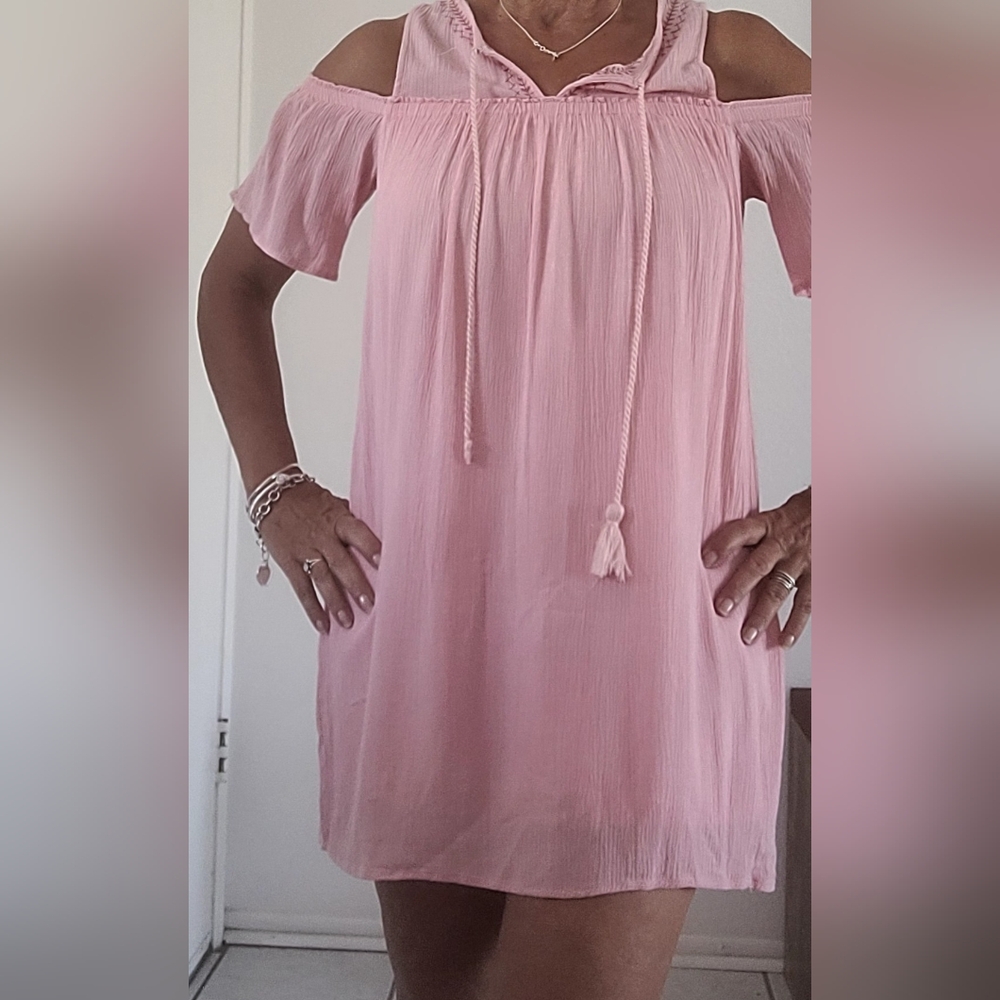 Love Tree Blush Pink Cold Shoulder Mini Dress